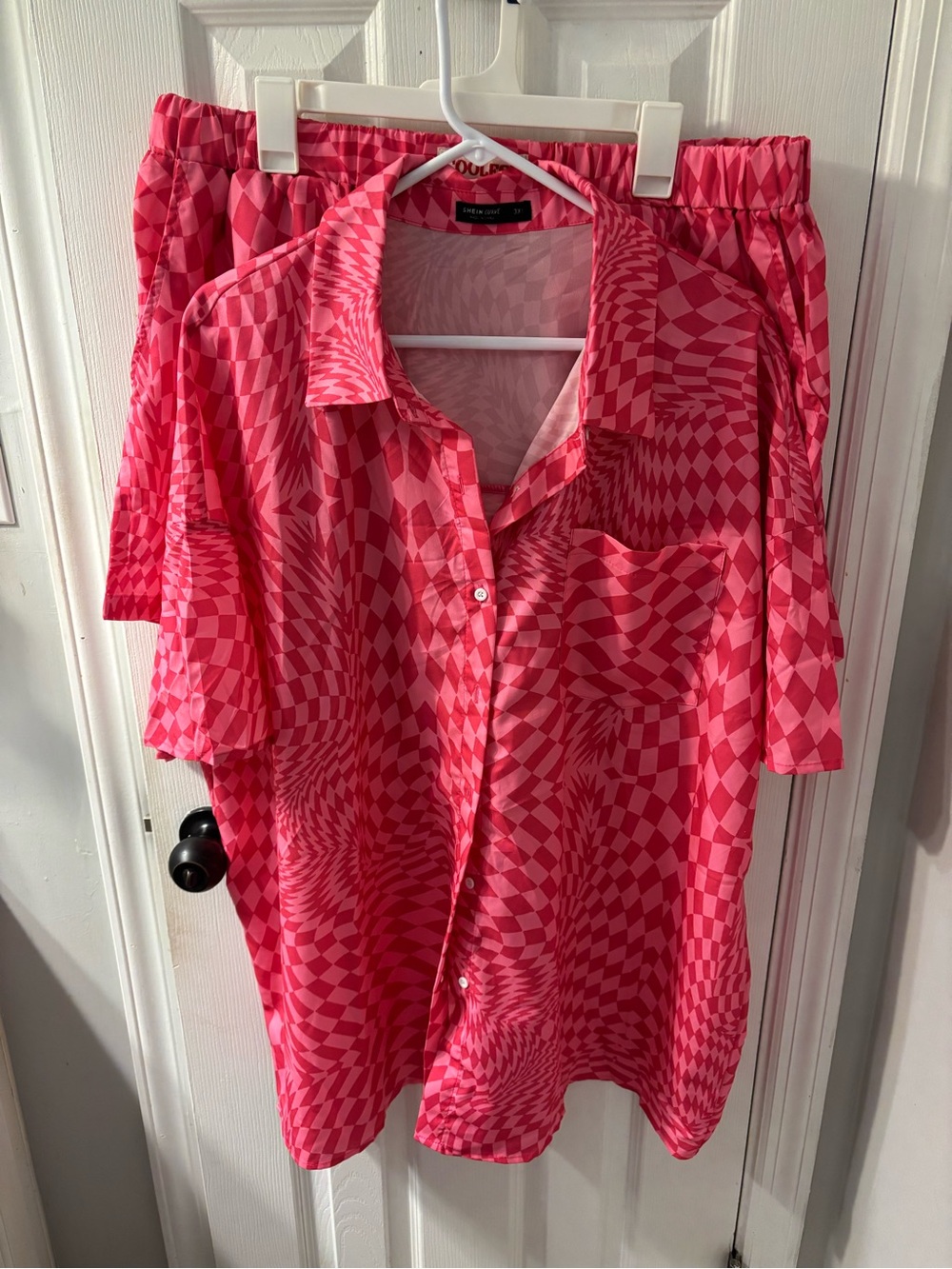 Vibrant Pink Geometric Two Piece Set